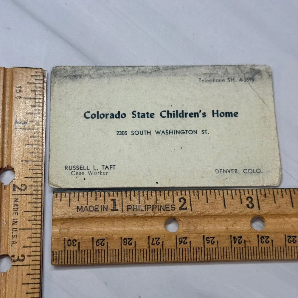 Vintage Colorado State Children's Home Business Card Denver